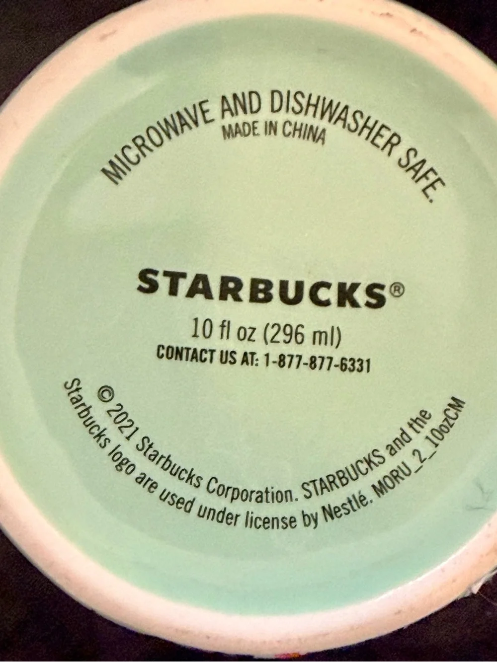 Starbucks Mint Green Ceramic Coffee Mug with Botanical Design